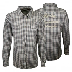 Harley-Davidson Women's Grey Blue Plaid L/S Woven Shirt