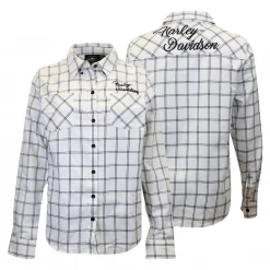 Harley-Davidson Women's White Black Check L/S Woven Shirt (S02)