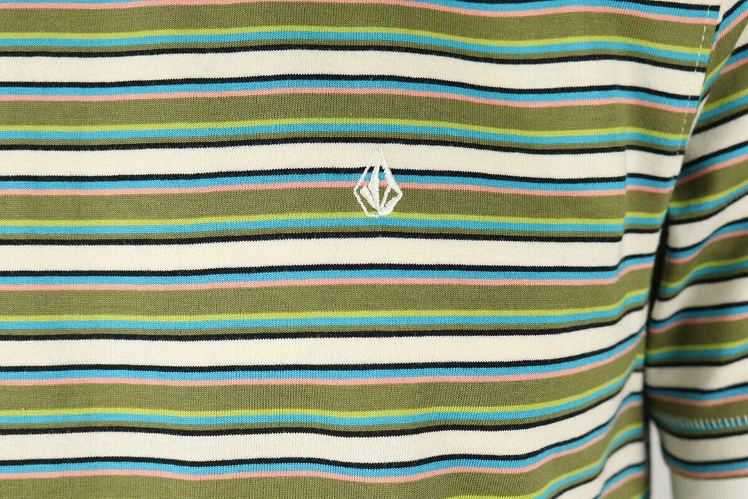 Volcom Men's Cream Black Blue Coral Green Striped S/S T-Shirt (S55) New Arrivals 6 Volcom Men's Cream Black Blue Coral Green Striped S/S T-Shirt (S55) New Arrivals