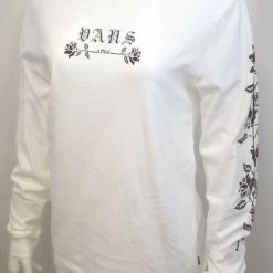 Vans Off The Wall Women's White Rose L/S Tee (Small)