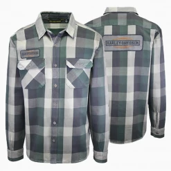 Harley-Davidson Harley-Davdson Men's Green Black Plaid L/S Woven Shirt (S46)