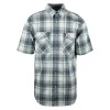 New Arrivals Carhartt Men's Green Grey Navy Plaid Snap-Front S/S Woven Shirt (S18)