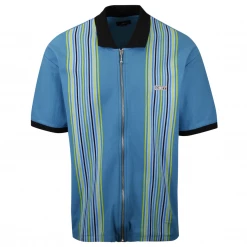 OBEY Men's Kelly Classic Vertical Striped Full Zip S/S Polo Shirt (S29)