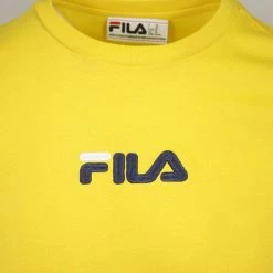 FILA Men's Yellow & Blue White Logo S/S T-Shirt (162) (Size XS)