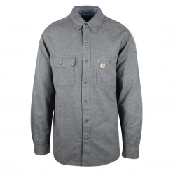 New Arrivals Carhartt Men's Heather Grey Relaxed Fit L/S Flannel Shirt (S02)