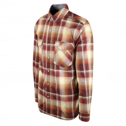 Carhartt Men's Redwood Maroon Brown Beige Plaid Snap Front L/S Woven Shirt (S05)