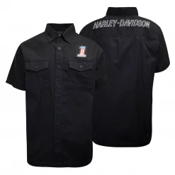 Harley-Davidson Men's Black #1 America S/S Woven Shirt (S07)