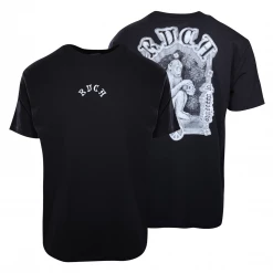 RVCA Men's Black The Monkey Relaxed Fit S/S T-Shirt (S13)