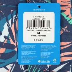 Columbia Men's Navy Peach Aqua Palm Leaves Rapid Rivers S/S Woven Shirt (479)