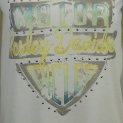 Harley-Davidson Women's Aquamarine Cream Two Tone Tie Up S/S T-Shirt