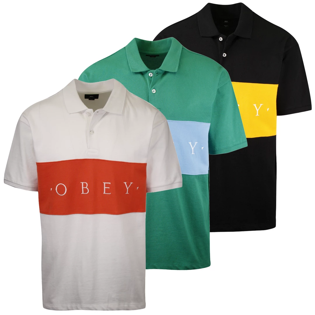OBEY Men's Color Block Button S/S Polo Shirt (S34) 3 OBEY Men's Color Block Button S/S Polo Shirt (S34)