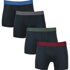 Mens Lucky Brand Men's Dark Grey Multicolor Waistband 4 Pack Boxer Briefs (S01)