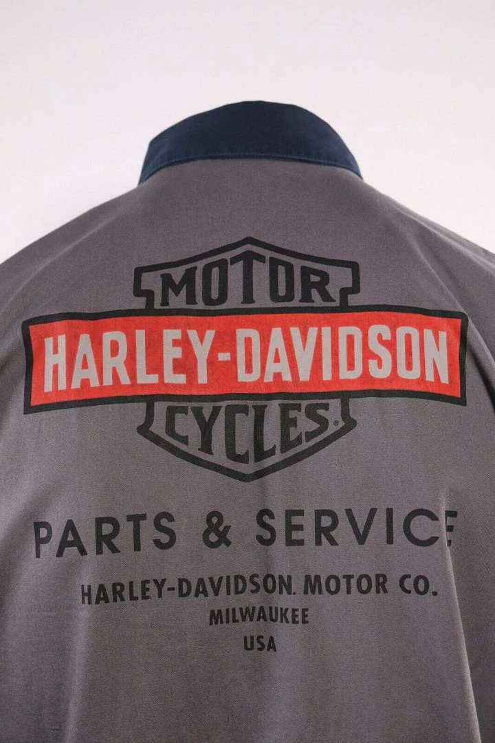 Harley-Davidson Men's Navy Collar Grey Two Tone S/S Woven Shirt (S25) 9 Harley-Davidson Men's Navy Collar Grey Two Tone S/S Woven Shirt (S25)
