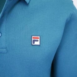 FILA Men's Teal F-Box L/S Polo T-Shirt (S03) 10 FILA Men's Teal F-Box L/S Polo T-Shirt (S03)