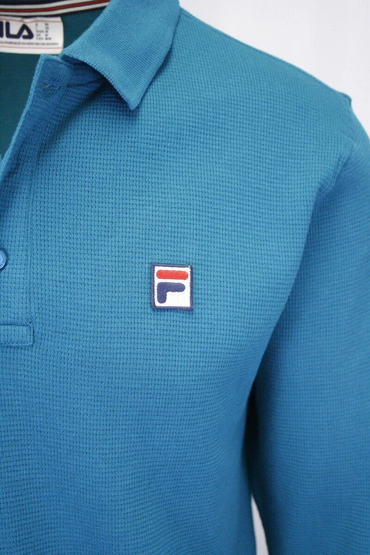 FILA Men's Teal F-Box L/S Polo T-Shirt (S03) 6 FILA Men's Teal F-Box L/S Polo T-Shirt (S03)