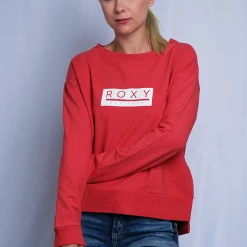 Roxy Women's Heather Strawberry Red Est 1990 Pull Over L/S Sweater (S06) T-Shirts