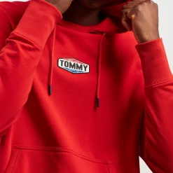 Tommy Hilfiger Men's Deep Crimson TJM Patch Logo L/S Pull Over Hoodie