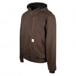 Carhartt Men's Dark Brown Full Swing Loose Fit Duck Fleece-Lined Jacket (S08) Mens