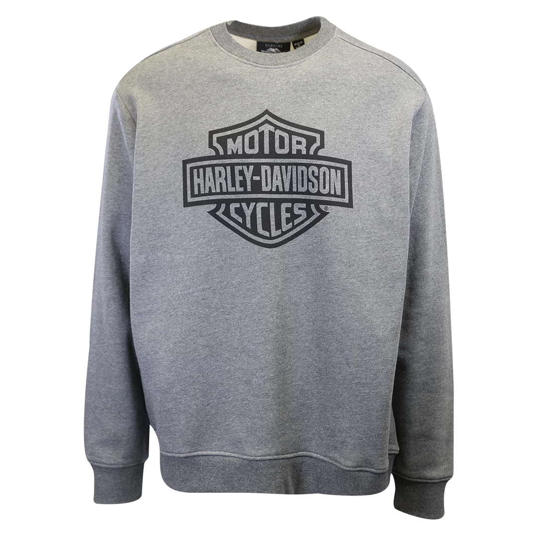 Harley-Davidson Men's Heather Grey Official Logo L/S Pullover Sweater (S01) 3 Harley-Davidson Men's Heather Grey Official Logo L/S Pullover Sweater (S01)