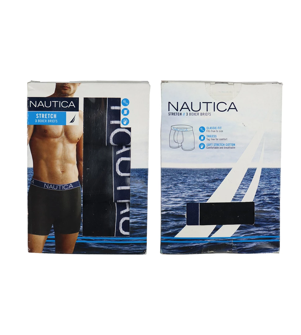 Nautica Men's Black Stretch 3 Pack Boxer Briefs 6 Nautica Men's Black Stretch 3 Pack Boxer Briefs