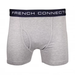 French Connection Men's 3 Pack Grey W/ Navy Blue Strap Boxer Briefs (S10) Mens