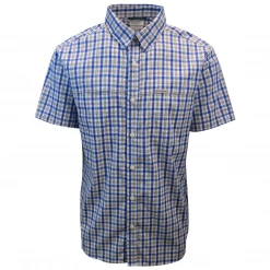 Columbia Men's Blue & White Plaid Thirty Mile Ledge EXS S/S Woven Shirt (437)
