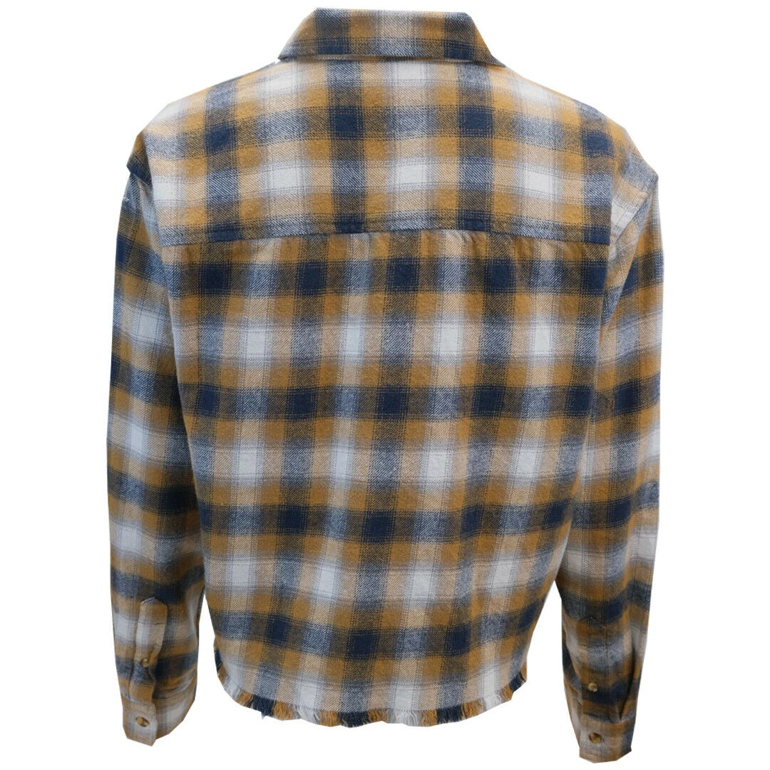 Spotted Clothing OBEY Women's Brown Navy White Plaid Crop L/S Shirt (S06) 5 Spotted Clothing OBEY Women's Brown Navy White Plaid Crop L/S Shirt (S06)