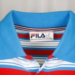 FILA Men's Azure Blue White Red Striped F-Box S/S Polo T-Shirt (S13) 11 FILA Men's Azure Blue White Red Striped F-Box S/S Polo T-Shirt (S13)