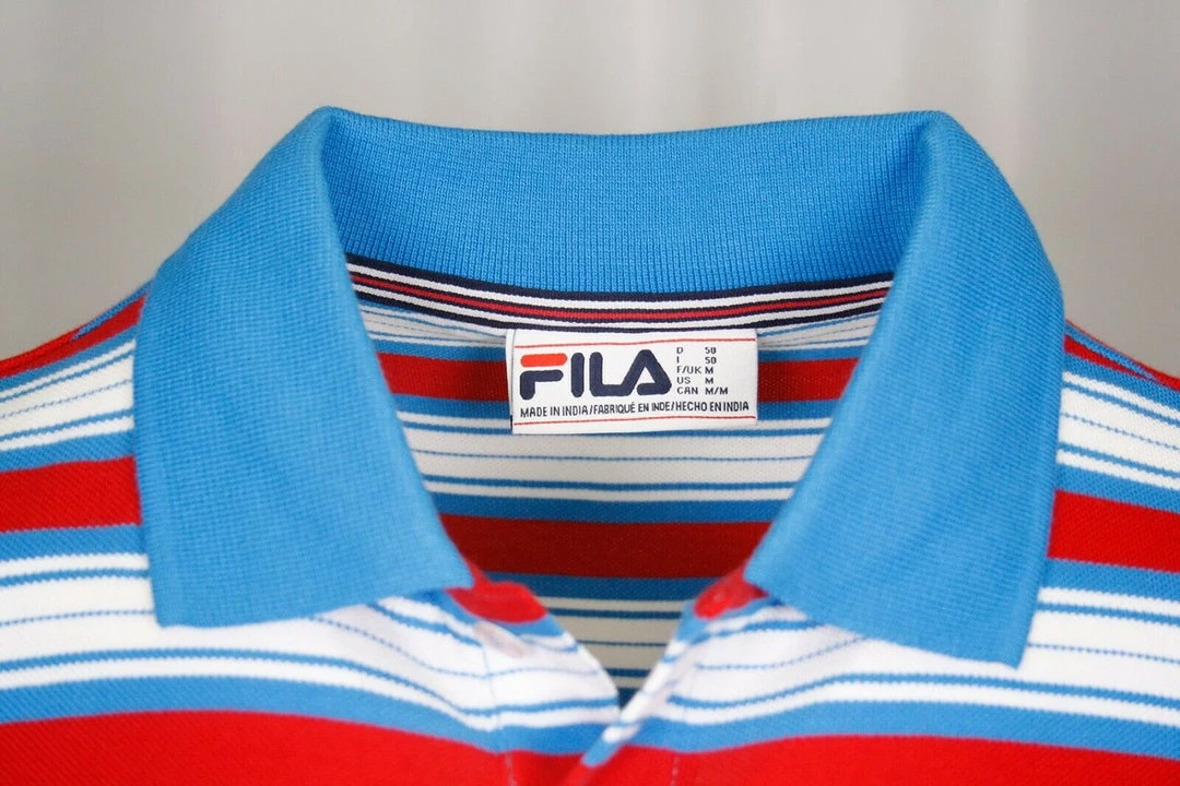 FILA Men's Azure Blue White Red Striped F-Box S/S Polo T-Shirt (S13) 7 FILA Men's Azure Blue White Red Striped F-Box S/S Polo T-Shirt (S13)