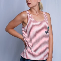 Roxy Women's Palm Trees & Surf Boards Striped Sleeveless Tank Top (S07) Tanks 30 Roxy Women's Palm Trees & Surf Boards Striped Sleeveless Tank Top (S07) Tanks