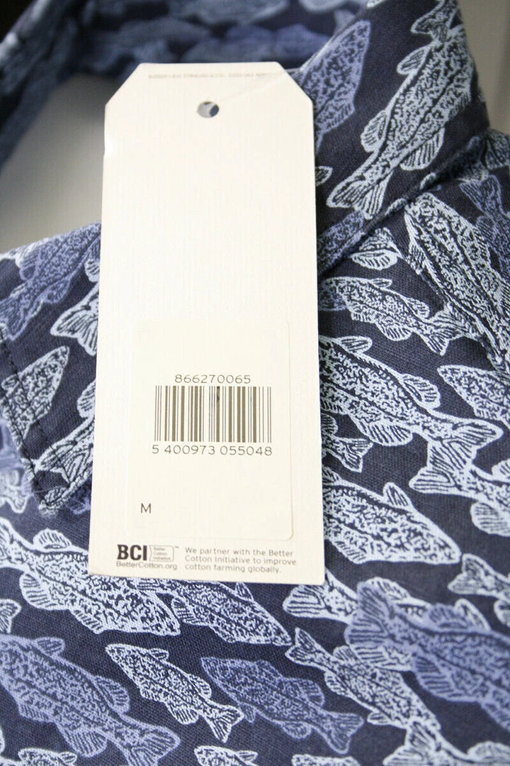Levi's Men's Blue Fish S/S Woven Shirt 8 Levi's Men's Blue Fish S/S Woven Shirt