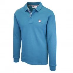 FILA Men's Teal F-Box L/S Polo T-Shirt (S03)