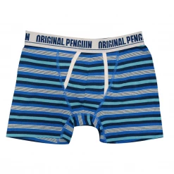 Original Penguin Men's 3 Pack Red/Turquoise Blue/Turquoise Striped Boxer Brief