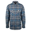 Carhartt Men's Navy Cerulean Blue Grey Plaid Snap Front L/S Woven Shirt (S06) New Arrivals