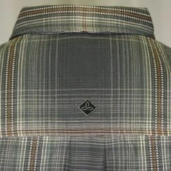 PrAna Men's Grey Green Orange Beige Plaid L/S Woven Shirt (S64)
