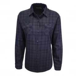 Harley-Davidson Women's Charcoal Black Applique Plaid L/S Woven Shirt (S12)