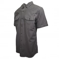 Harley-Davidson Men's Charcoal Grey Mini Box Plaid S/S Woven Shirt (S18)