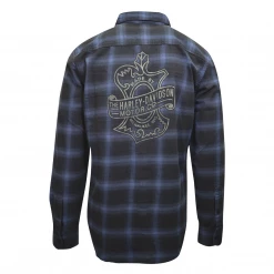 Harley-Davidson Men's Slim Fit Classic Blue Plaid L/S Woven Shirt (S12) 11 Harley-Davidson Men's Slim Fit Classic Blue Plaid L/S Woven Shirt (S12)