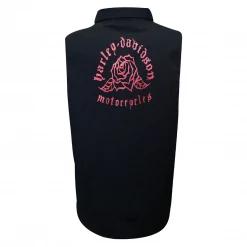Harley-Davidson Women's Black Red Rose Sleeveless Vest Shirt (S03)