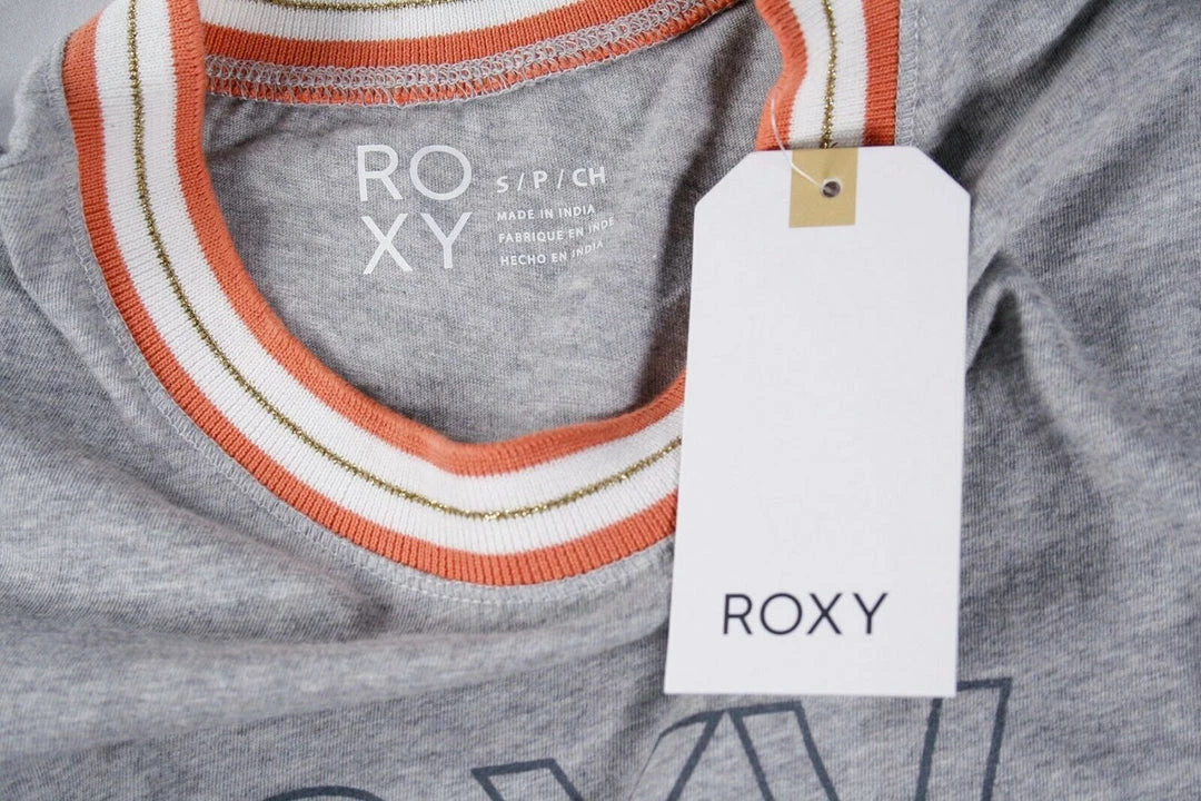 Roxy Women's Heather Grey Orange Crew Neck L/S T-Shirt (S01) 5 Roxy Women's Heather Grey Orange Crew Neck L/S T-Shirt (S01)