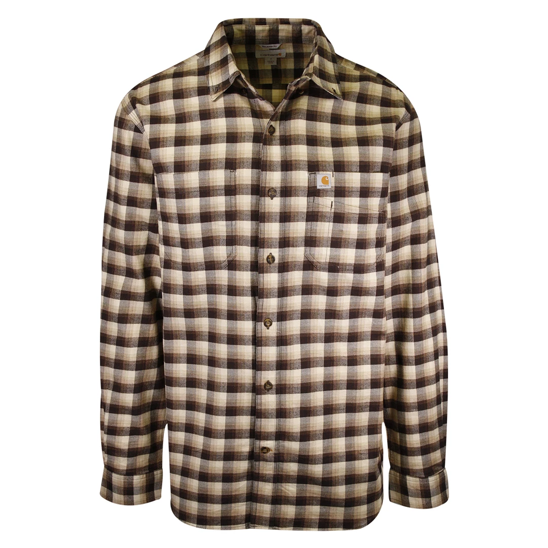 Carhartt Men's Brown Plaid L/S Woven Shirt (S99) 3 Carhartt Men's Brown Plaid L/S Woven Shirt (S99)