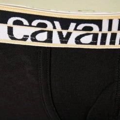 Roberto Cavalli Men's Single Pack Black Stretch Boxer Briefs Mens