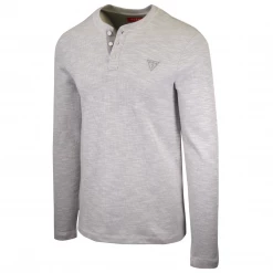 GUESS Men's Dunston Henley L/S T-Shirt (Retail $39.99) S01