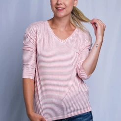 T-Shirts Roxy Women's Striped V-Neck L/S T-Shirt (S05)