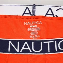 Nautica Men's 3 Pack Red, Blue Anchors, Navy Stretch Boxer Briefs (S02)