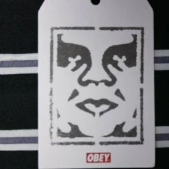 OBEY Men's Black & Indigo Vertical Striped S/S Woven S09