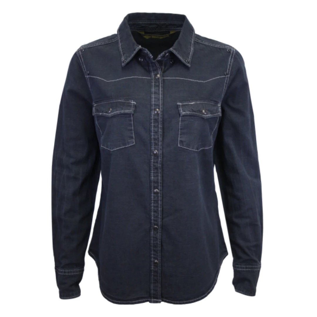 Harley-Davidson Women's Black Studded Denim L/S Woven Shirt (S14) 4 Harley-Davidson Women's Black Studded Denim L/S Woven Shirt (S14)