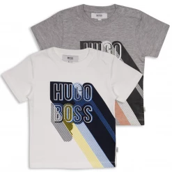 T-Shirts Hugo Boss Kid's Long Shadow Text S/S T-Shirt (S09)