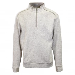 Greg Norman Men's Heather Khaki Brown Semi Mock Neck 1/3 Zip Sweater (S02) Mens