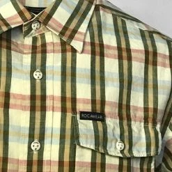 Rocawear Men's Linen Blend Vanilla Checked L/S Woven Shirt (Retail $50) Size Small